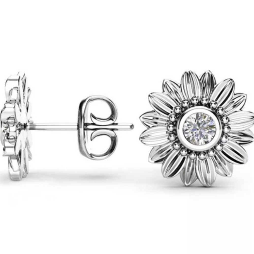 Sunflower sterling silver stud earrings